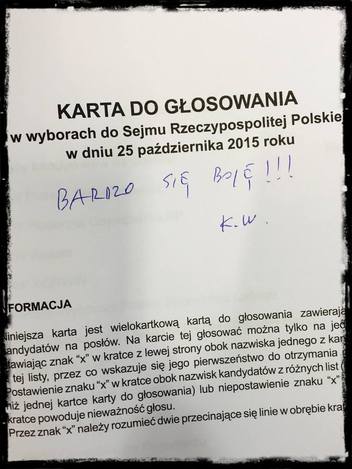 Karta do głosowania Kuby Wojewódzkiego