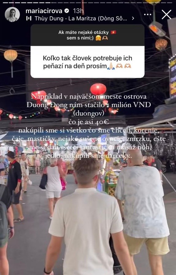 Speváčka Mária Čírová dovolenkuje vo Vietname.