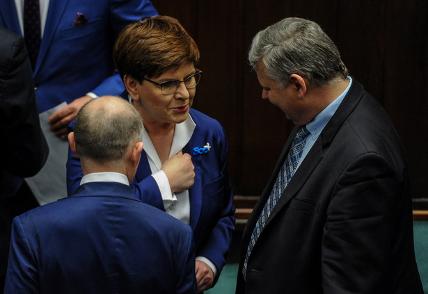 Premier Beata Szydło oraz poseł PiS Marek Suski