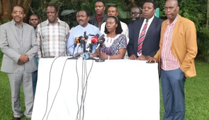 Kalonzo Musyoka and other Azimio leaders during a presser on April 19, 2024