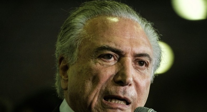 Brazil's President Michel Temer delivers a speech in Rio de Janeiro on April 4, 2017