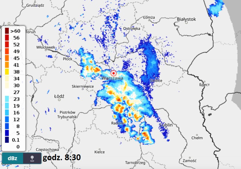 Nad Mazowszem pada i grzmi