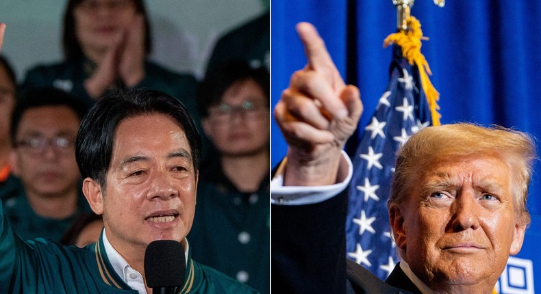 Trump and Lai speak at their respective political events.Vernon Yuen/NurPhoto via Getty Images and Brandon Bell/Getty Images