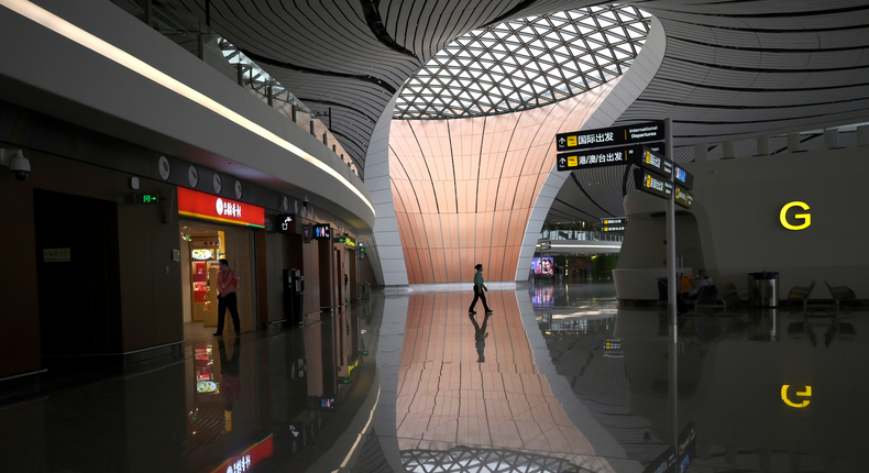 Many airlines have been suspending flights to China, leaving Beijing Daxing International Airport a ghost town.