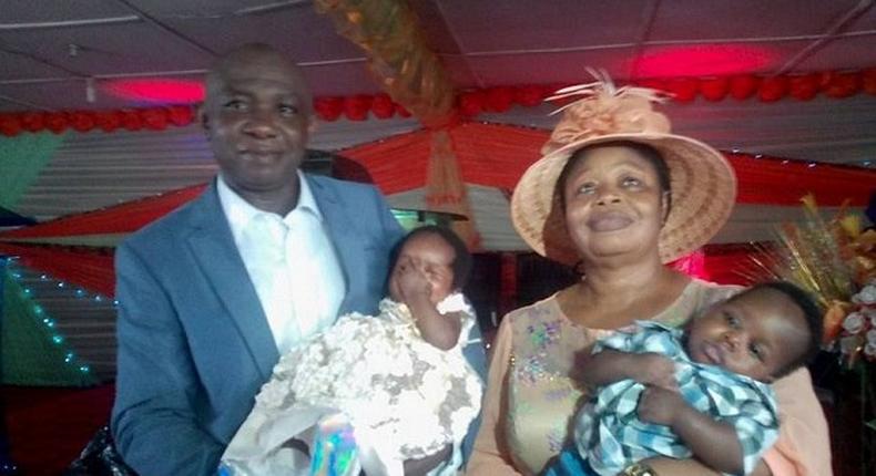 Rev. Godwin Ogoh, his wife and their bundles of joy