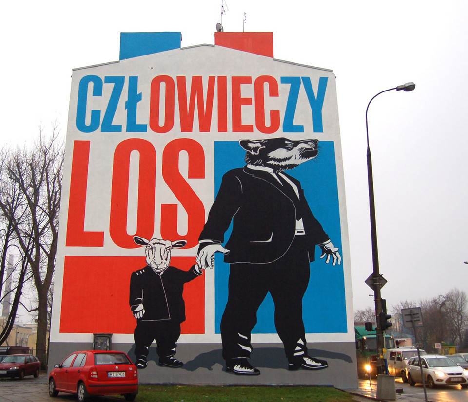 "Człowieczy los" - mural (ul. Radzymińska 150, Warszawa, 2010)