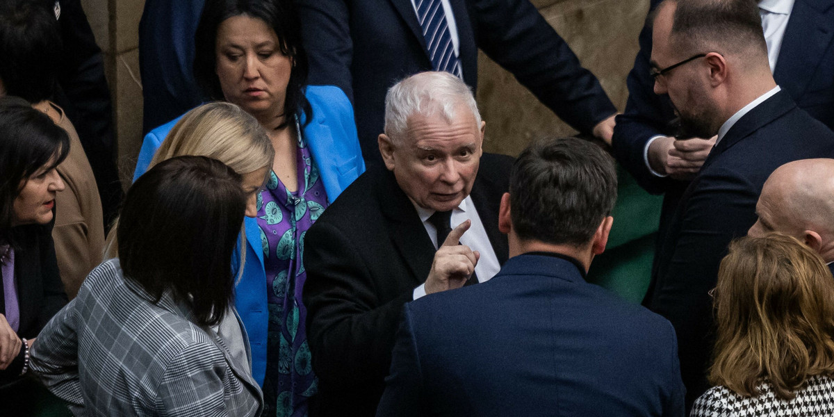 Jarosław Kaczyński podczas obrad w Sejmie