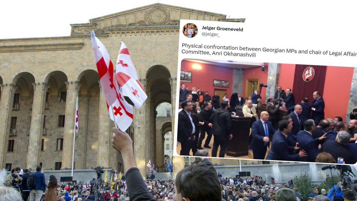 Walka na pięści w gruzińskim parlamencie. W tle Rosja i "zagraniczni agenci" [WIDEO]