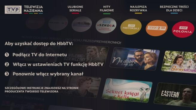 Plansza testowa platformy TVP Stream na HbbTV