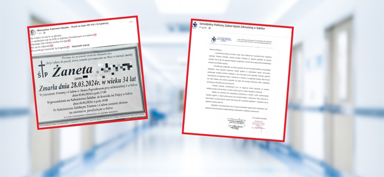Poruszenie po śmierci 34-latki w sokólskim szpitalu. Medycy wydali oświadczenie
