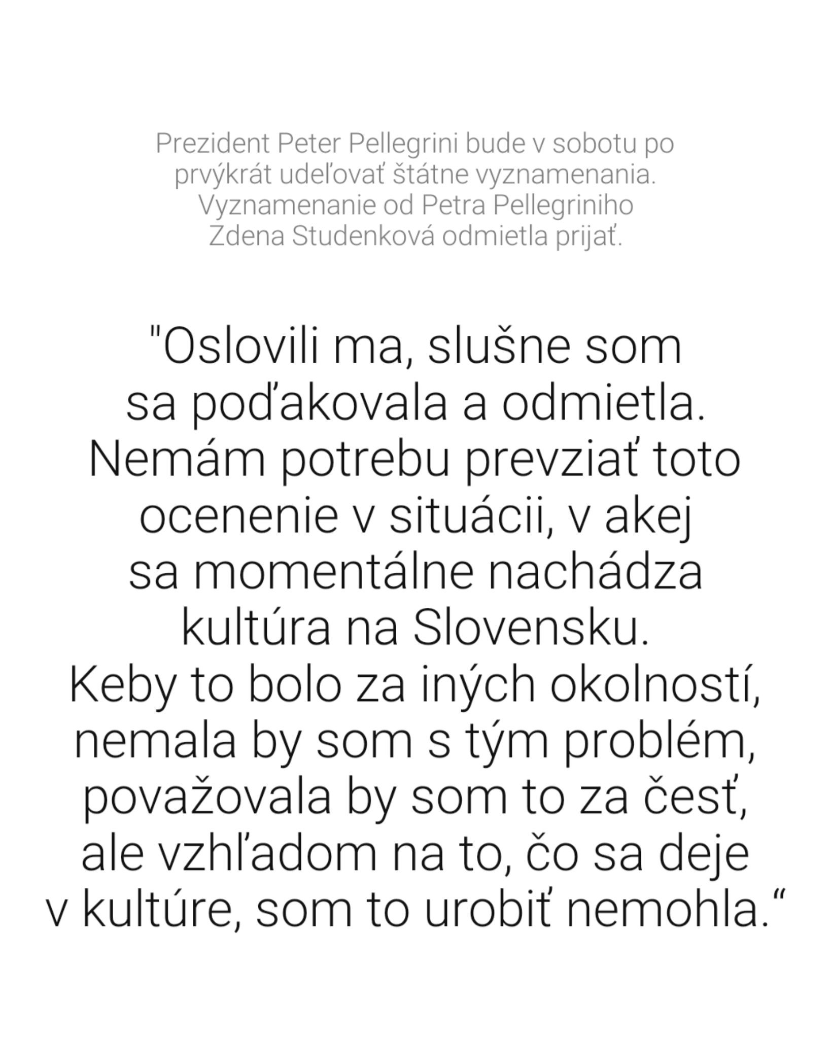 Studenková zverejnila svoju reakciu i na sociálnej sieti.