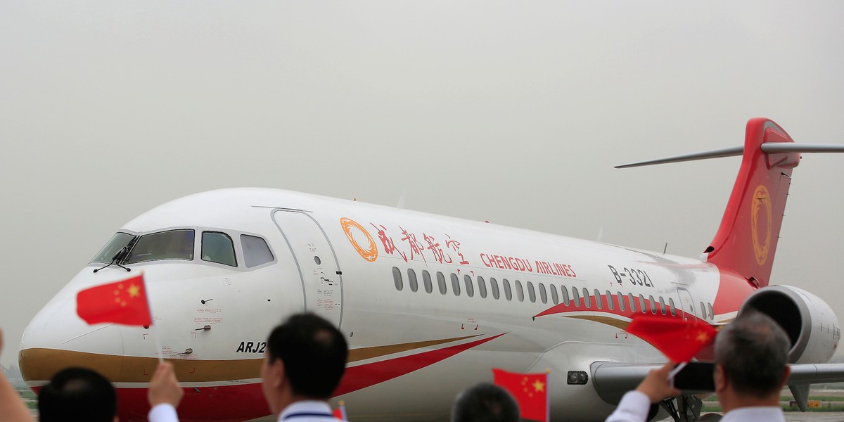 Chengdu Airlines ARJ21-700 at Shanghai Hongqiao International Airport.