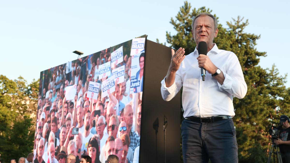Donald Tusk na wiecu wyborczym w Opolu
