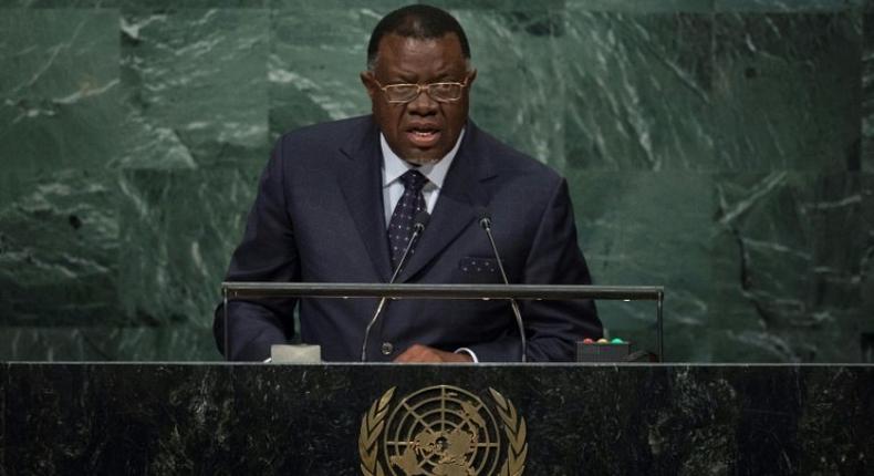 Hage Geingob assumed office as Namibian president in 2015 [AFP]