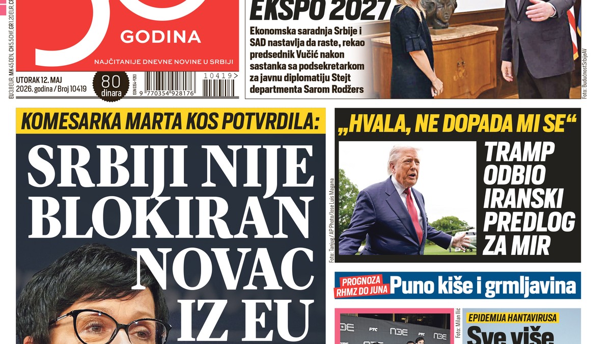 Blic naslovna strana za 12.5.