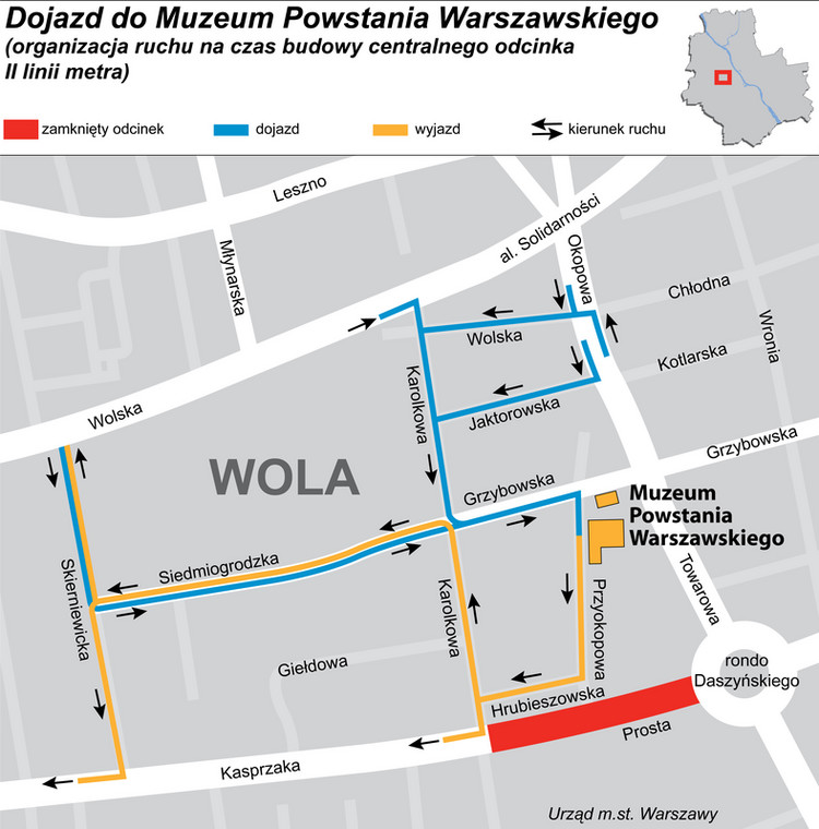 Dojazd do Muzeum Powstania Warszawskiego. (fot. materiały prasowe Urzędu Miasta Stołecznego Warszawy)