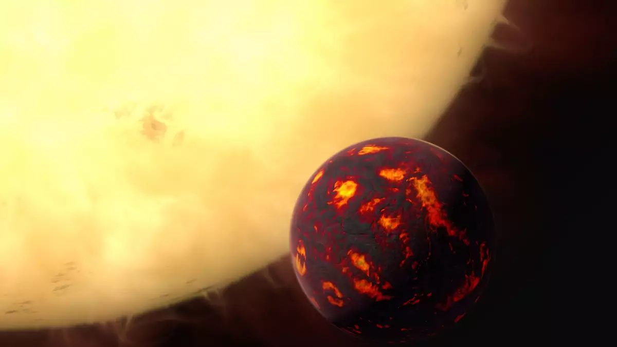 Artystyczna wizja planety Janssen (55 Cancri e)