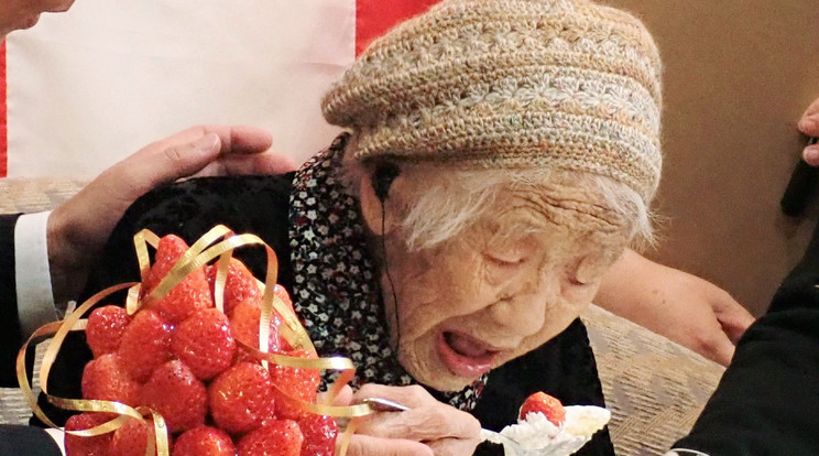 Kane Takana, a világ legidősebb embere mindig korán kel, naponta matekozik és imádja az édességet. Fotó: MTI/EPA.