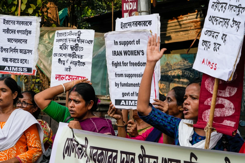 Protest solidarnosti zbog smrti Mahse Amini u Kolkati, Indija
