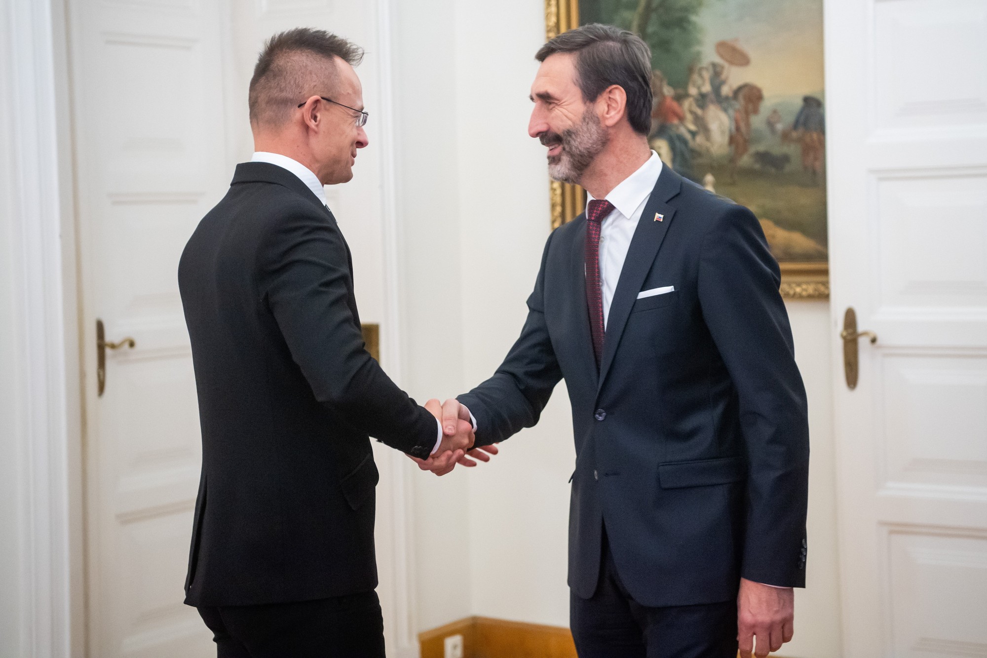 Juraj Blanár na návšteve Budapešti s maďarským šéfom diplomacie Pétrom Szijjártóm.