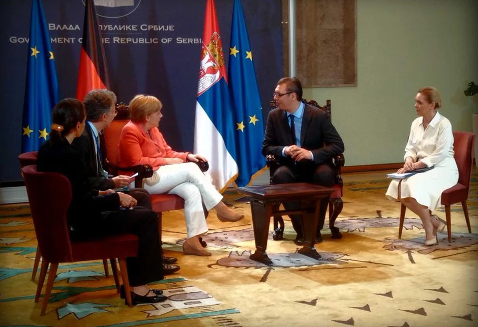 Angela Merkel i Aleksandar Vučić u Palati Srbija