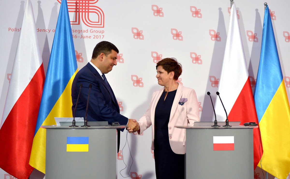 Wołodymyr Hrojsman i Beata Szydło