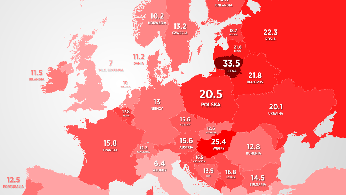 Mapa samobójstw w Europie 