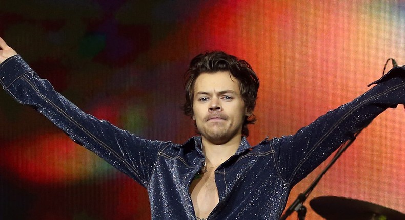 Harry Styles performs on stage during day one of Capital's Jingle Bell Ball in 2019.