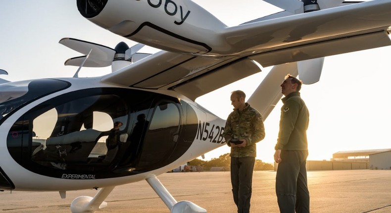 US Air Force personnel with Joby's experimental eVTOL.Joby Aviation