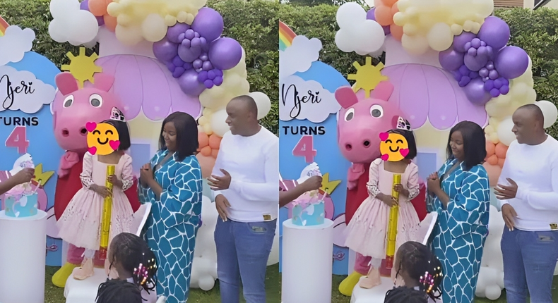 A collage image of Kate Actress and Phil Director during their daughter Karla Njeri's fourth birthday
