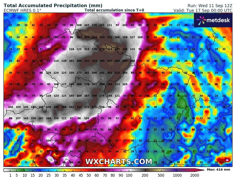 Do końca tygodnia w naszej części kontynentu spaść może nawet 400 mm deszczu