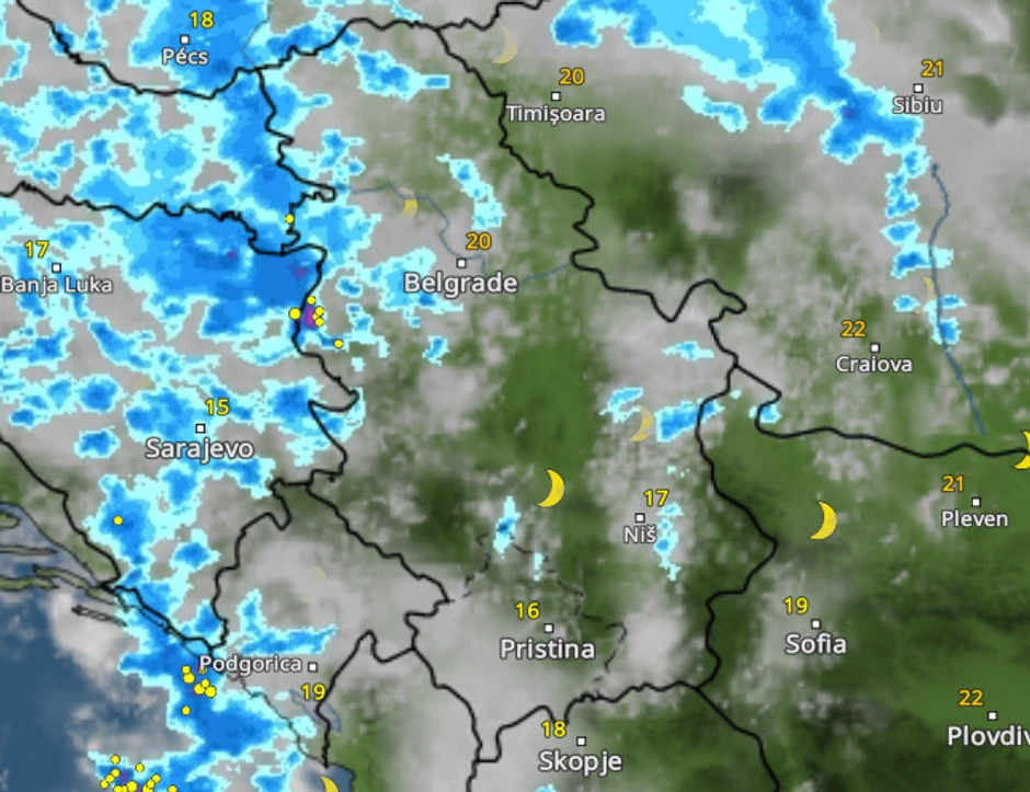 Kretanje nevremena u 2 sata