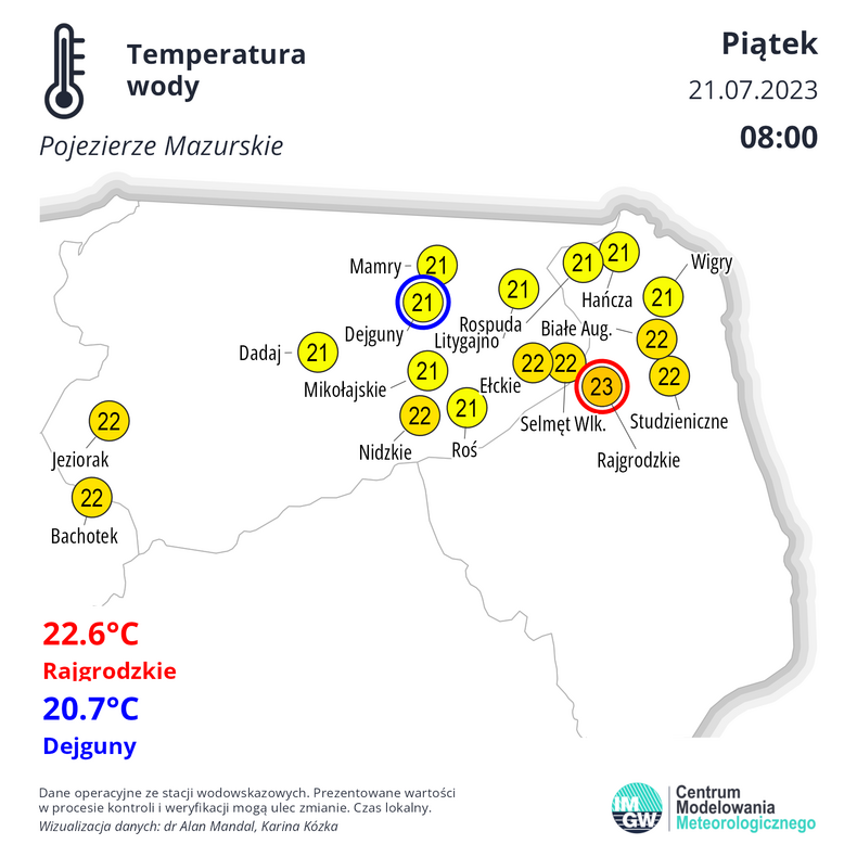 Temperatura wody w mazurskich jeziorach dochodzi do 23 st. C