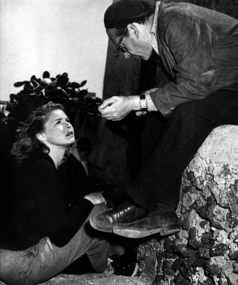 Ingrid Bergman i Roberto Rossellini na planie filmu "Stromboli, ziemia boga"