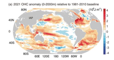 Porównanie temperatury oceanu w 2021 r. w porównaniu do lat 1981-2010. W zeszłym roku temperatura oceanów znów pobiła rekordy. Naukowcy obserwują progresywne ocieplanie wód od lat 90. Skutki mogą być katastrofalne. 