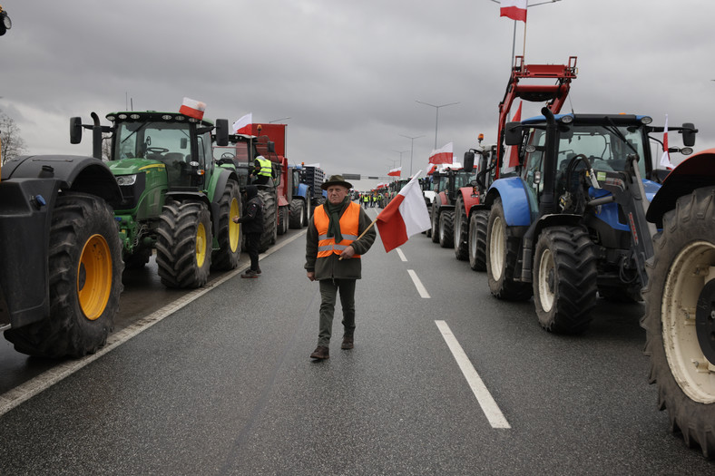 Protest rolników pod Poznaniem 20 lutego