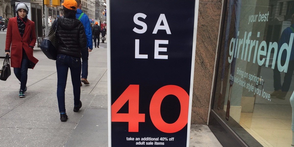 Outside a Gap store in New York City in April.