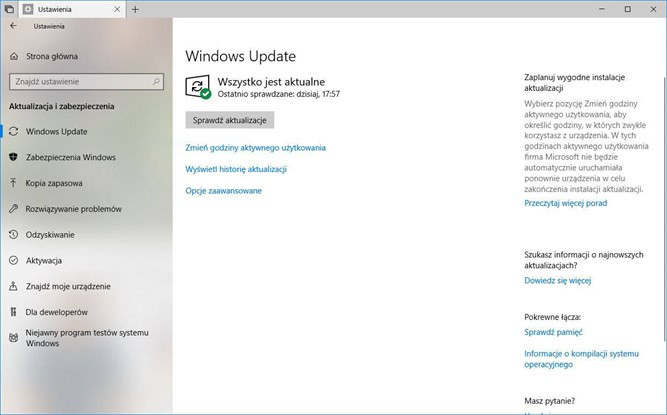 Windows Update z Windows 10 April 2018 Update