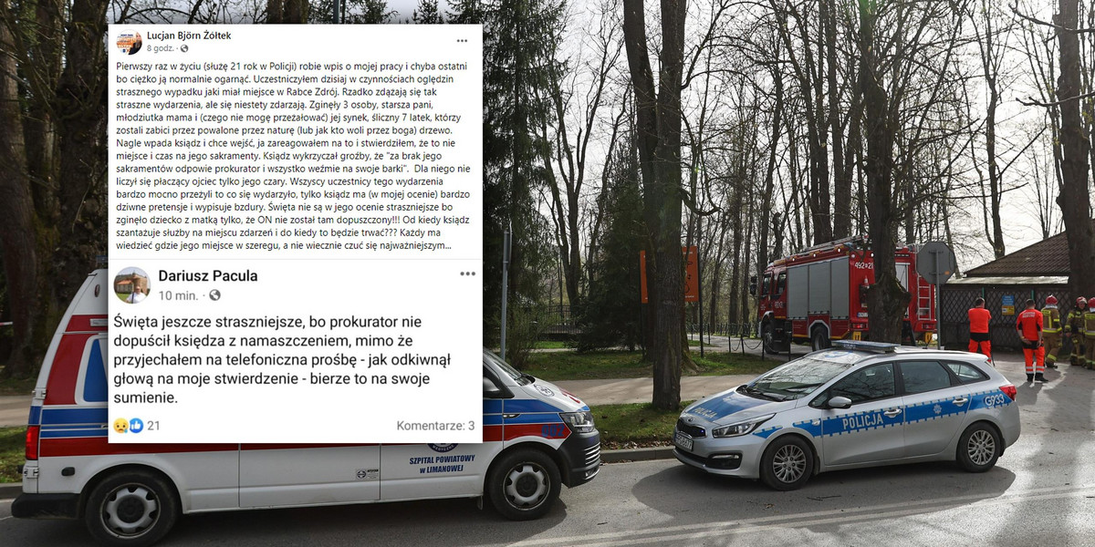 Policjant opisał skandaliczne zachowanie księdza w miejscu tragedii w Rabce-Zdroju.