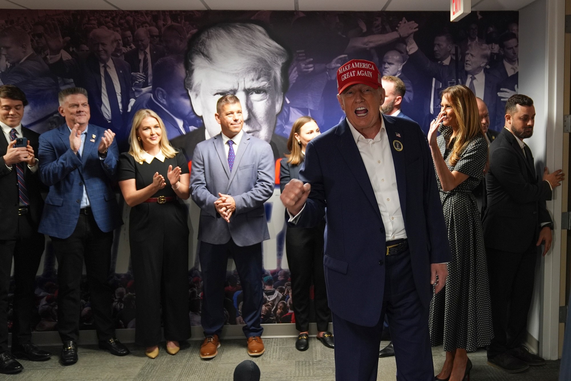 Donald Trump počas návštevy sídla svojej kampane vo West Palm Beach 5. novembra 2024.