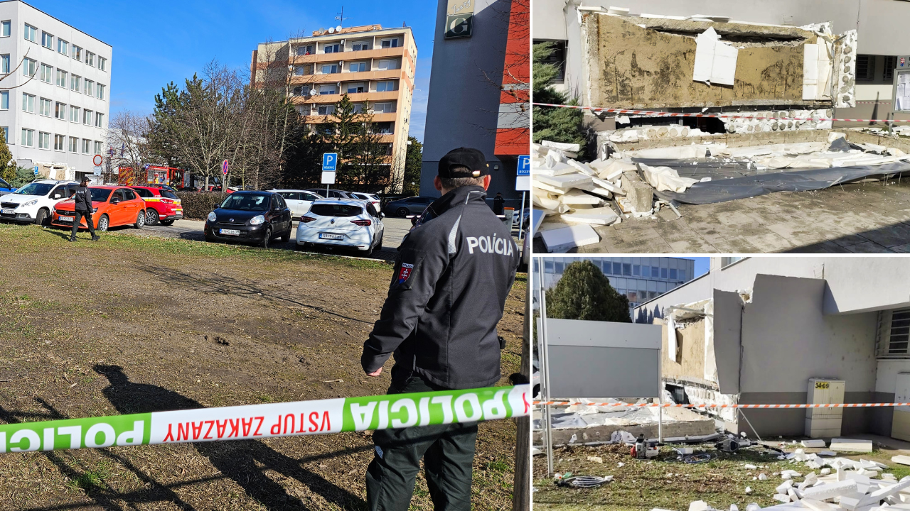 K pádu betónového prístrešku na Klientskom centre v Komárne došlo v stredu 25. februára 2026.