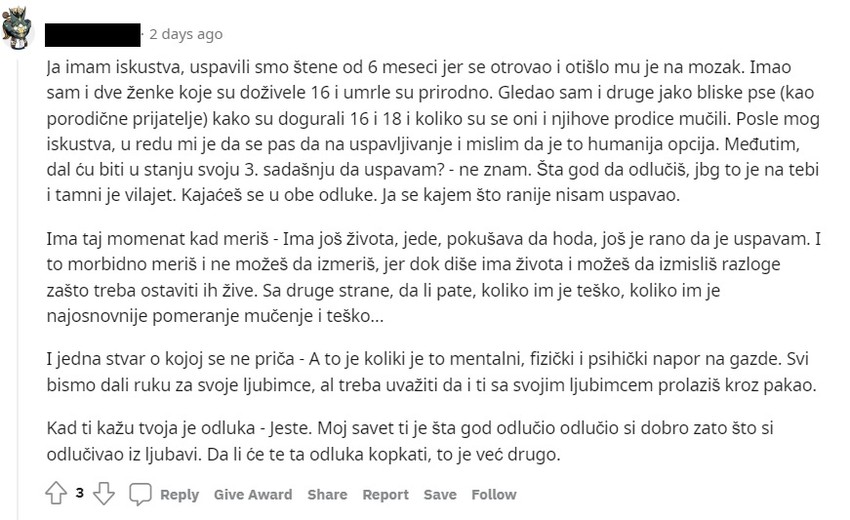 Jedan od komentara na forumu