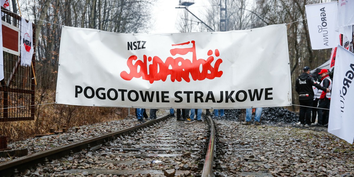 Protest górników w Rudzie Śląskiej. 4 stycznia 2022 r.