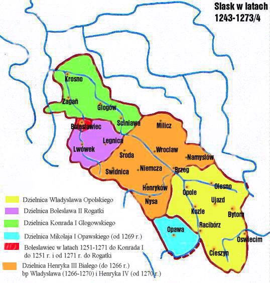 Mapa polityczna Śląska w latach 1249–1273/4