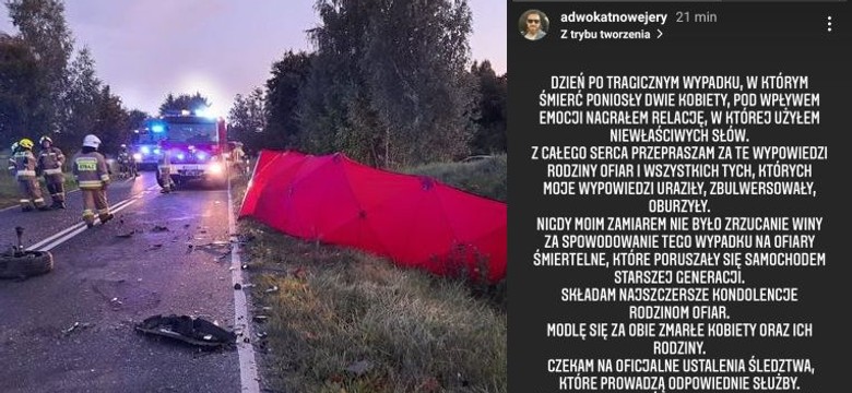 Adwokat i wypadek pod Olsztynem, zginęły dwie kobiety. Teraz kaja się za "trumnę na kółkach"