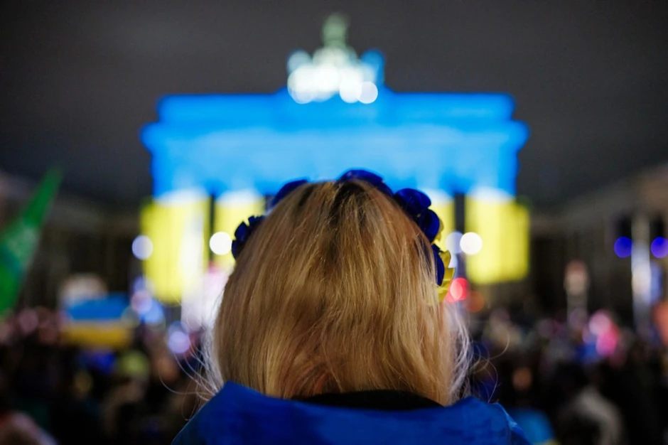Brandenburška kapija u bojama ukrajinske zastave 24. februara