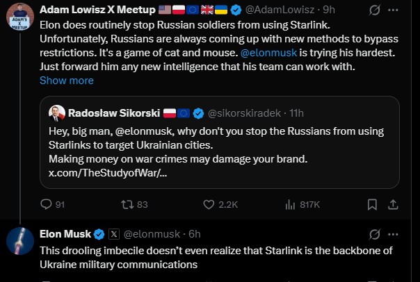 Musk kontra Sikorski na x.com