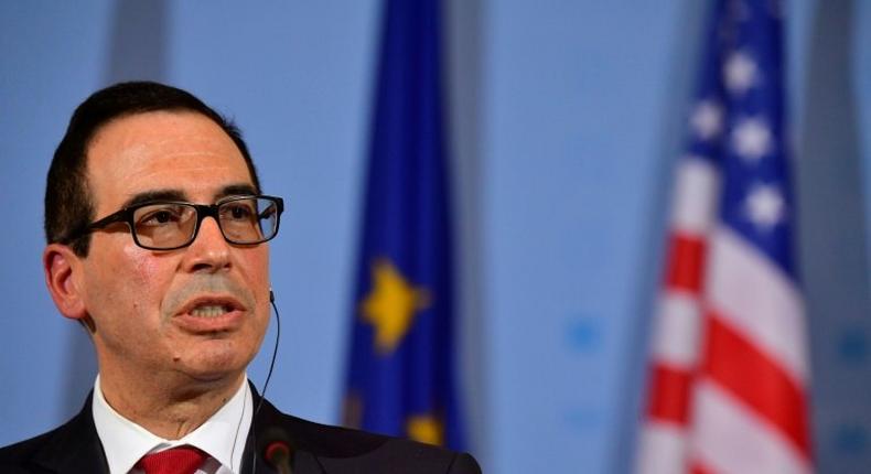 US Secretary of the Treasury Steven Mnuchin address a press conference with the German Finance Minister at the finance ministry in Berlin on March 16, 2017