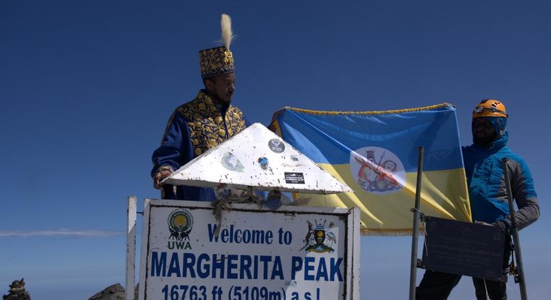 Kingo Oyo at the highest peak of Rwenzori