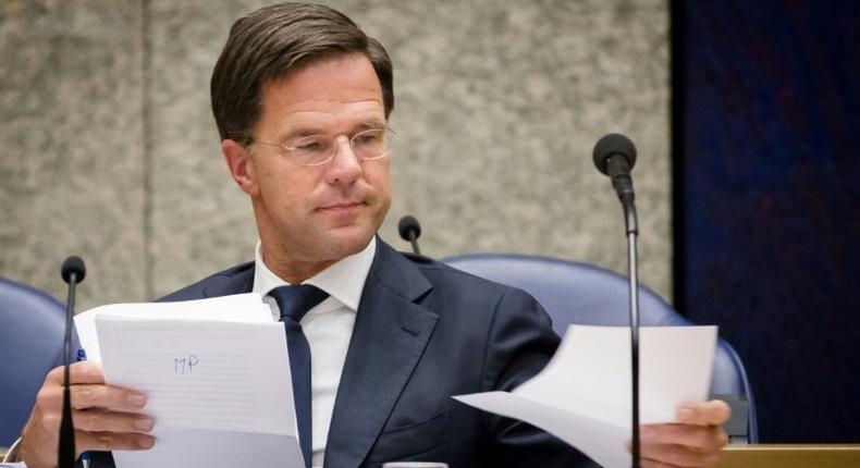 Netherlands' Prime Minister Mark Rutte announces his country's candidacy to host the European Medicines Agency (EMA) in Amsterdam after Britain leaves the EU